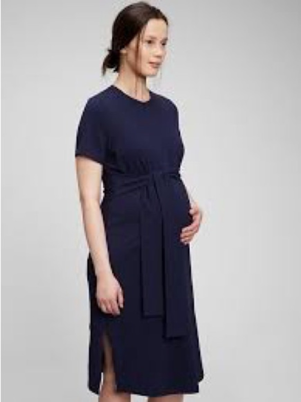 GAP Navy Tie-Front Maternity Midi Dress
